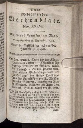 Nro. XXXVII. Sonnabend den 12. Septembr., 1789.