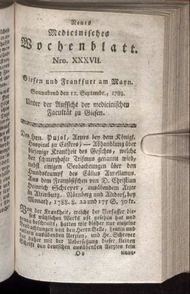 Nro. XXXVII. Sonnabend den 12. Septembr., 1789.