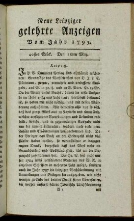 40stes Stück. Den 18ten May.