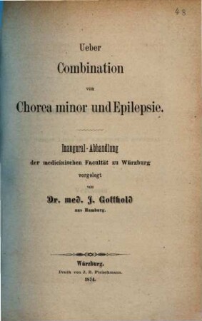 Über Combination von Chorea minor und Epilepsie