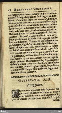 Observatio XIX. Pterygium