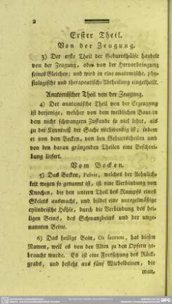 Erster Theil, Von der Zeugung