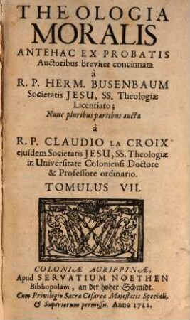 Theologia Moralis, Tomulus VII.