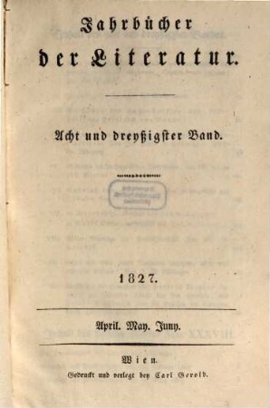 Jahrbücher der Literatur, 38. 1827