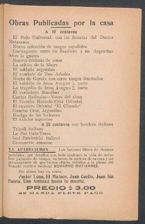 Obras publicadas por la casa