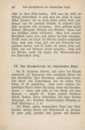 IX. Das Sprechenlernen der einheimischen Vögel