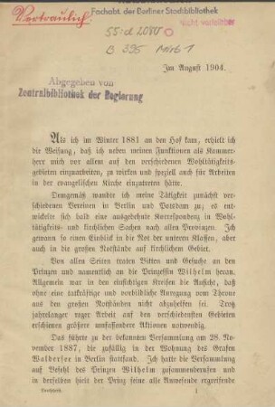 Abgegeben von Zentralbibliothek der Regierung