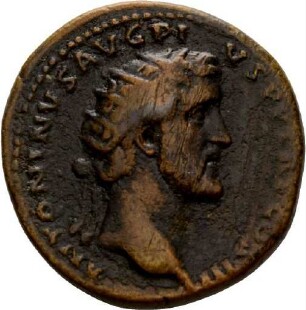 Dupondius des Antoninus Pius mit Darstellung des Genius Senatus