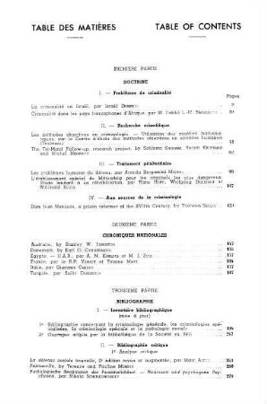 Table de matières - Table of contents
