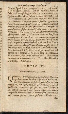 315-325, Lectio LXII. Continuatio hujus Materiae. - Lectio LXIII. De Praeceptis Dei in genere.