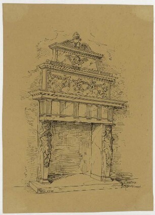 Königliches Schloss zu Cintra, Marmorkamin im Sala das Pegas (Saal der Elstern)