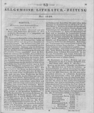 Prieger, J. E. P: Kreuznach und seine brom- und jod-haltigen Heilquellen in ihren wichtigsten Beziehungen. Kreuznach: Kehr 1837 (Fortsetzung von Nr 82)
