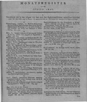 Monatsregister vom Julius