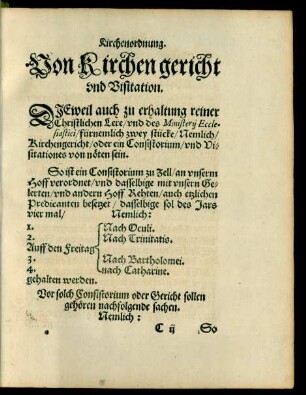 Von Kirchengericht und Visitation.