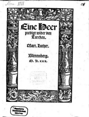 Eine Heerpredigt wider den Turcken