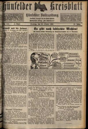 Zweite Ausgabe vom Dienstag, den 29. Oktober 1929.
