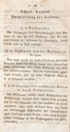 Achtes Kapitel. Entwickelung der Kolonne.