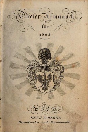 Tiroler Almanach : auf das Jahr ..., 1805
