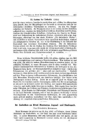 In Gedenken an Ernst Meumann Studienzeit