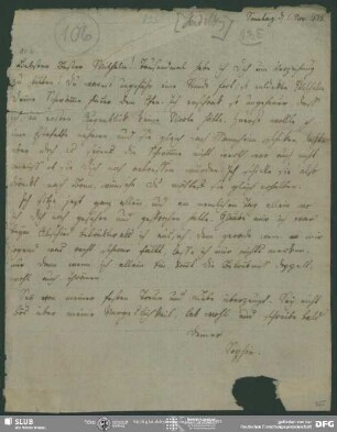 Eigenh. Brief von Sophie von Schlegel an August Wilhelm von Schlegel, Heidelberg, 01.11.1818