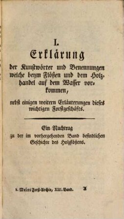 Forst-Archiv zur Erweiterung der Forst- und Jagd-Wissenschaft und der Forst- und Jagd-Literatur. 13. 1792