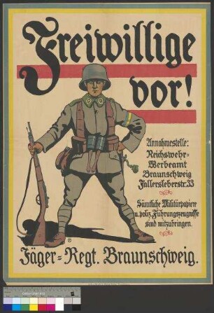Werbeplakat für den Eintritt in das Jäger-Regiment Braunschweig