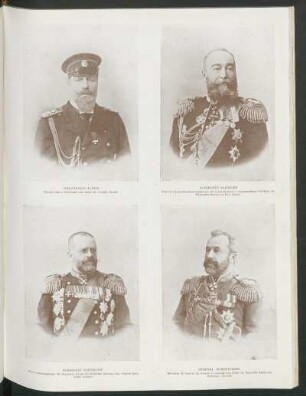 [Fotografias do] Grão-Duque Alexis [e] Almirante Aleixeiff [e] Almirante Scrydloff [e] General Kuropatkine