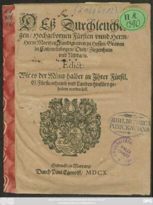 Nachfolgende geringe Sorten sollen gentzlich verbotten seyn