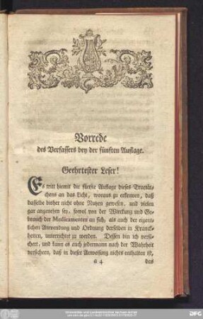 Vorrede des Verfassers bey der fünften Auflage. Geehrtester Leser!