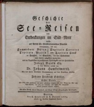 Bd. 1-3, Bd. 1: Geschichte der See-Reisen und Entdeckungen im Süd-Meer .... Bd. 1-3. Geschichte der See-Reisen und Entdeckungen im Süd-Meer. Bd. 1