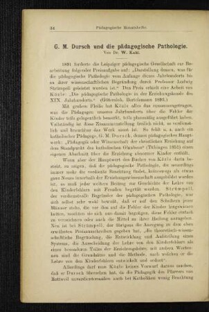 G. M. Dursch und die pädagogische Pathologie