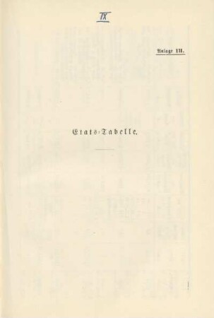 Anlage III. Etats-Tabelle