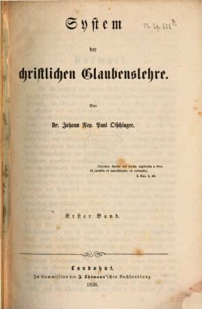 System der christlichen Glaubenslehre, 1