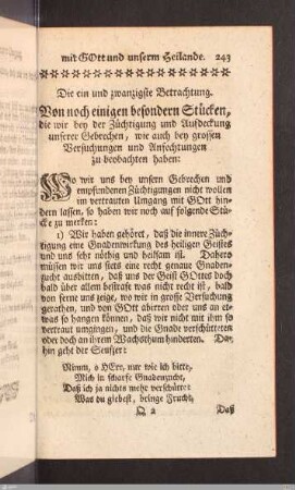 Die ein und zwanzigste Betrachtung.