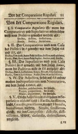 Von der Comparatione Regulari