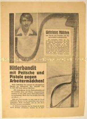 Programmatischer Wahlaufruf der Kommunistischen Partei Deutschlands gegen gewaltsames Vorgehen der Nationalsozialisten gegenüber Wahlhelfern anlässlich der Reichstagswahl Juli 1932