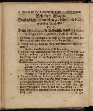 Cap. I. Vom öffentlichen Gottesdienst, glaubens grunde und gemeinen Glaubens-Bekändtnisssen.