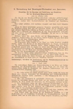 9. Verwaltung des Provinzial-Verbandes von Hannover