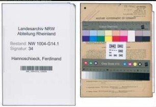 Entnazifizierung Ferdinand Hannoschoeck , geb. 22.12.1897 (Buerovorsteher)