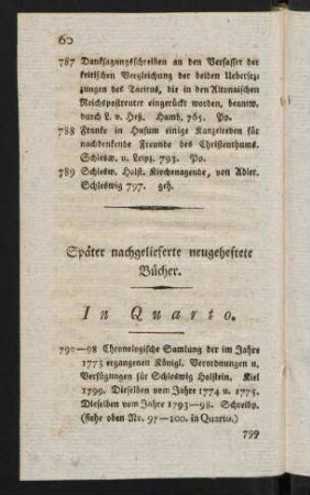 60-65, Später nachgelieferte neugeheftete Bücher. Repositorien.