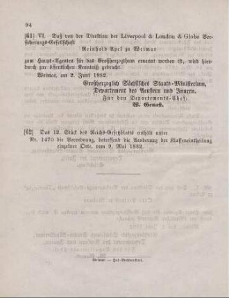 62. Das 12. Stück des Reichs-Gesetzblatts enthält unter ...