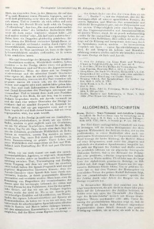 Allgemeines, Festschriften