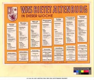 Originaltitel: Was bietet Altenburg in dieser Woche 19. Juli bis 25. Juli 1948 Mitgeteilt vom Städtischen Kulturamt Altenburg