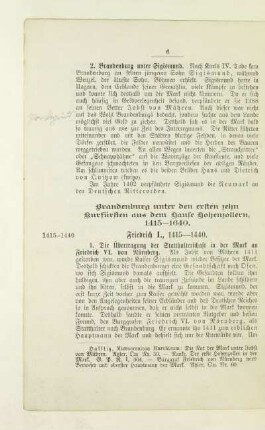 Brandenburg unter den ersten zehn Kurfürsten aus dem Hause Hohenzollern, 1415 - 1640