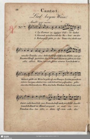 No. 7 Lied beym Wein: Zu Genuss in üpp'ger Fülle