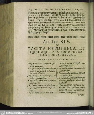 Ad Tit. XLV. De Tacita Hypotheca, Et Quousque Ea In Bonis Feudalibus Locum Habeat