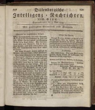 XVIII. Stück... den 5. Mai 1804 - XXI. Stück... den 26. Mai 1804.