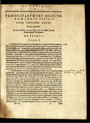 ... Liber Vicesimus Sextus ... De Tutelis