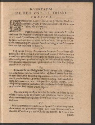 Disputatio De Deo Uno Et Trino.