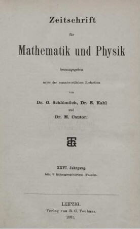 26: Zeitschrift für Mathematik und Physik